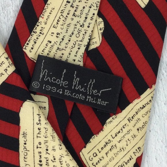 Nicole Miller 1994 Want Ads Red Tie - Picture 4 of 5